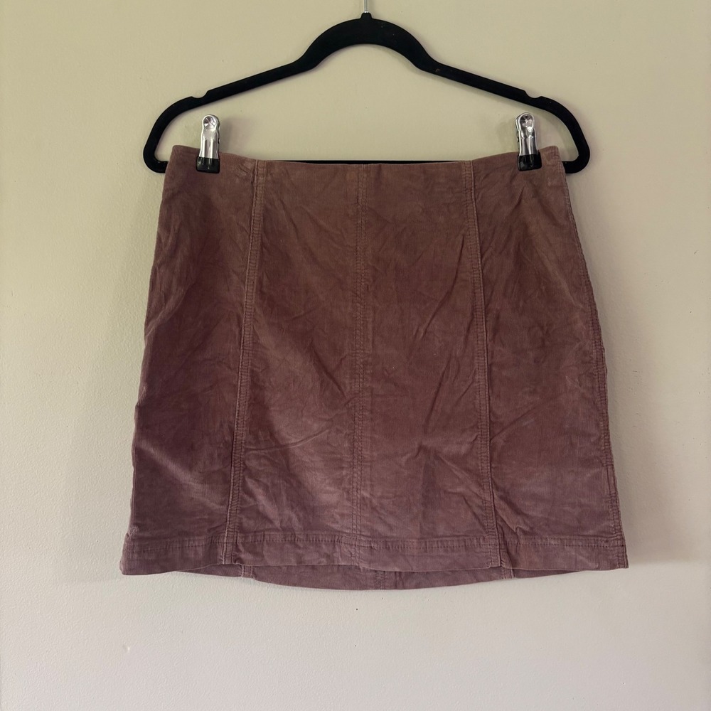 Free People Modern Femme Corduroy Mini Brown‎ Size 12 A-Line Zip Back